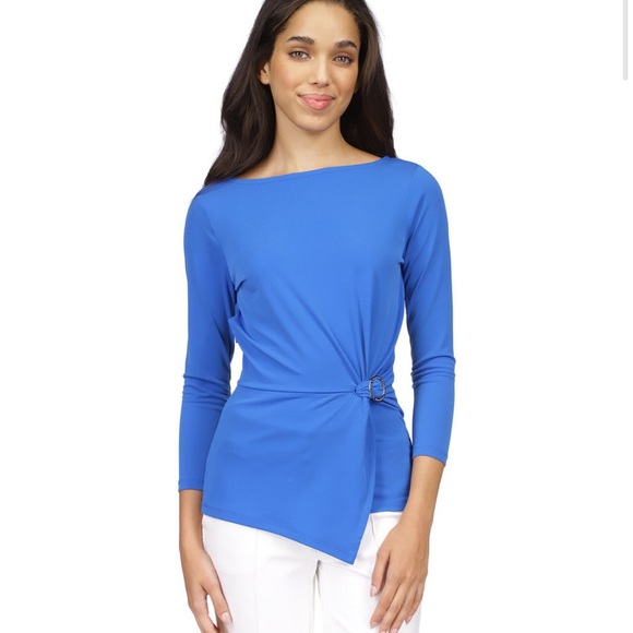 Michael Kors Women's Ring Twist Asymmetrical-Hem Top - Picture 1 of 15